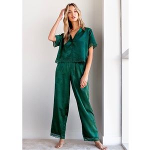 Nasty Gal Let's Grow to Bed Jaguard Pajama Set Green